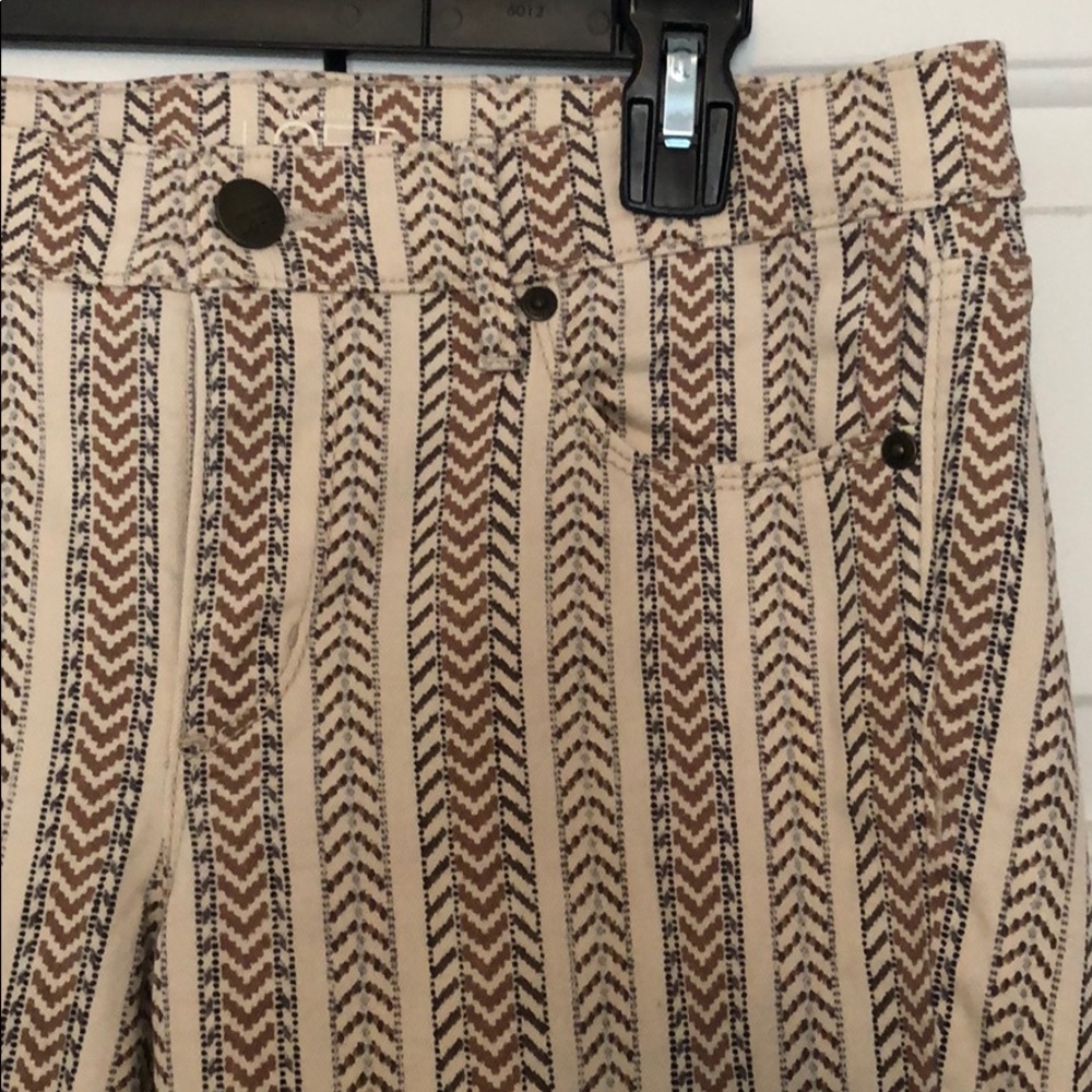 LOFT Brown and Cream Patterned Cropped Pants